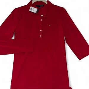 Tommy Hilfiger Red Long-Sleeve Polo Top
